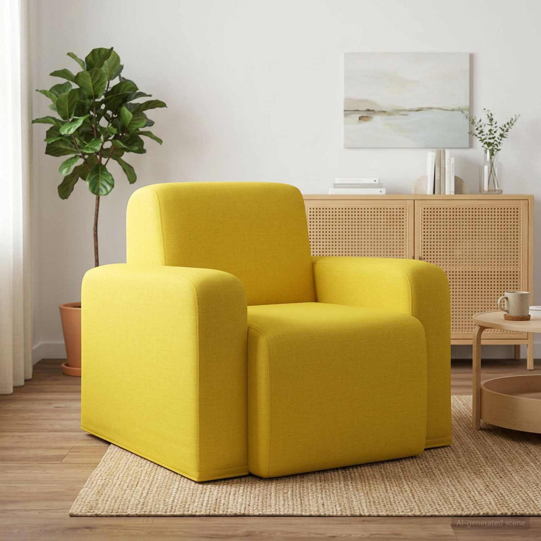 vidaXL Sillón Amarillo Claro Tela