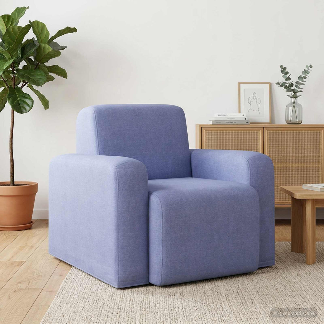 vidaXL Sillón Azul jeans Tela