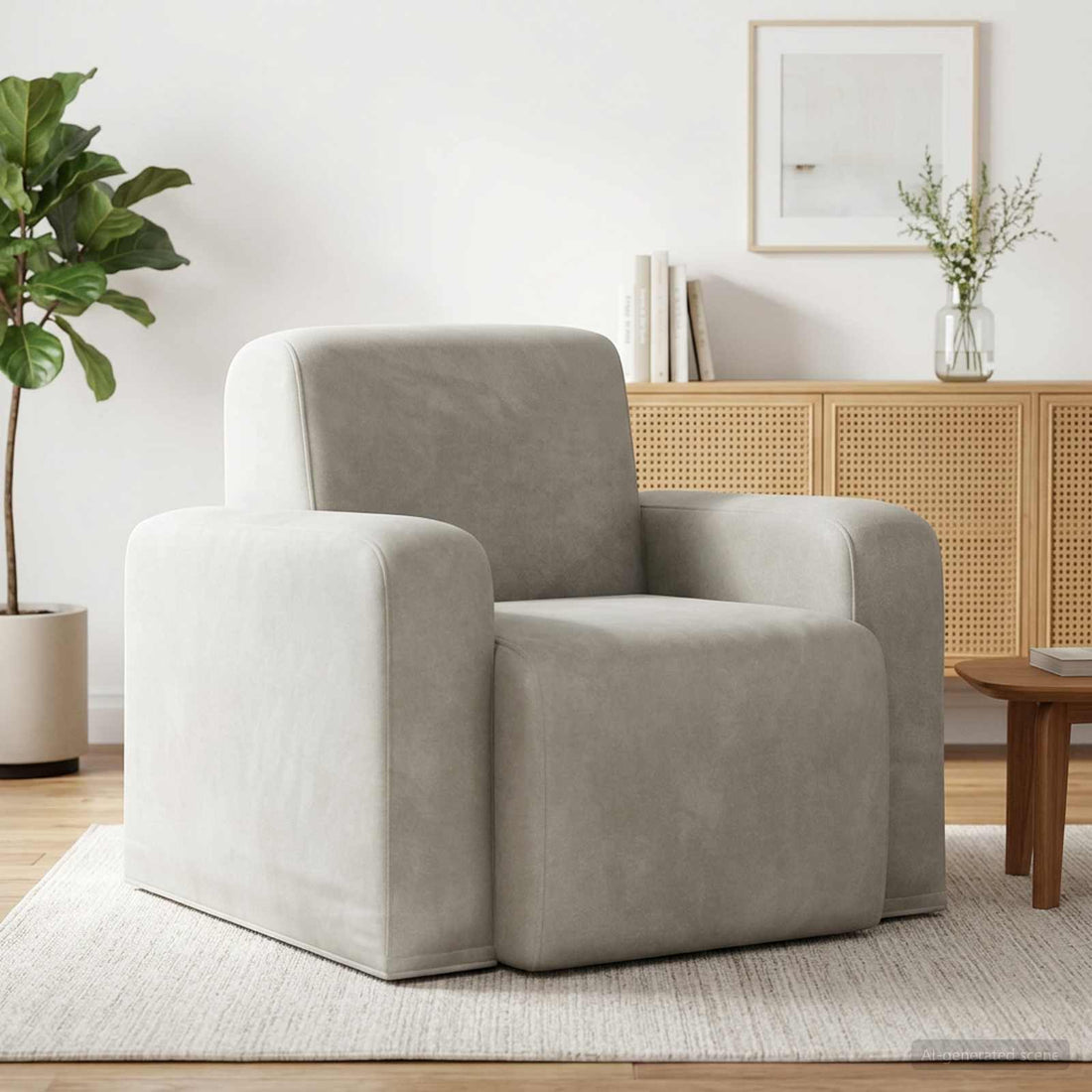 vidaXL Sillón Crema Terciopelo