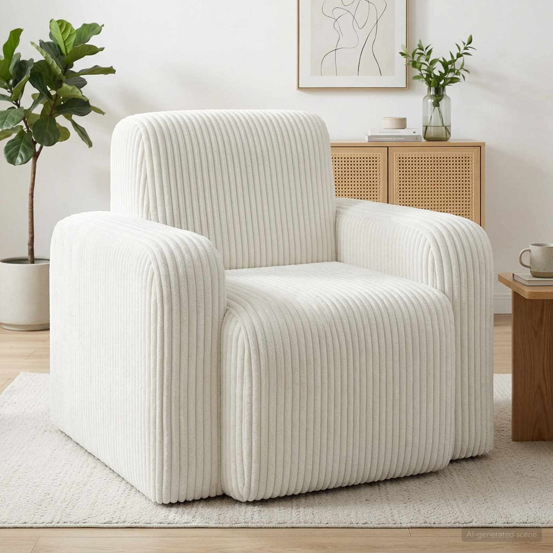 vidaXL Sillón Crema pana