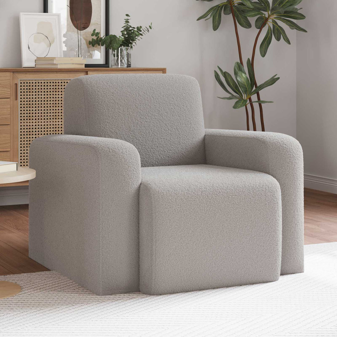vidaXL Sillón Gris Claro Bouclé