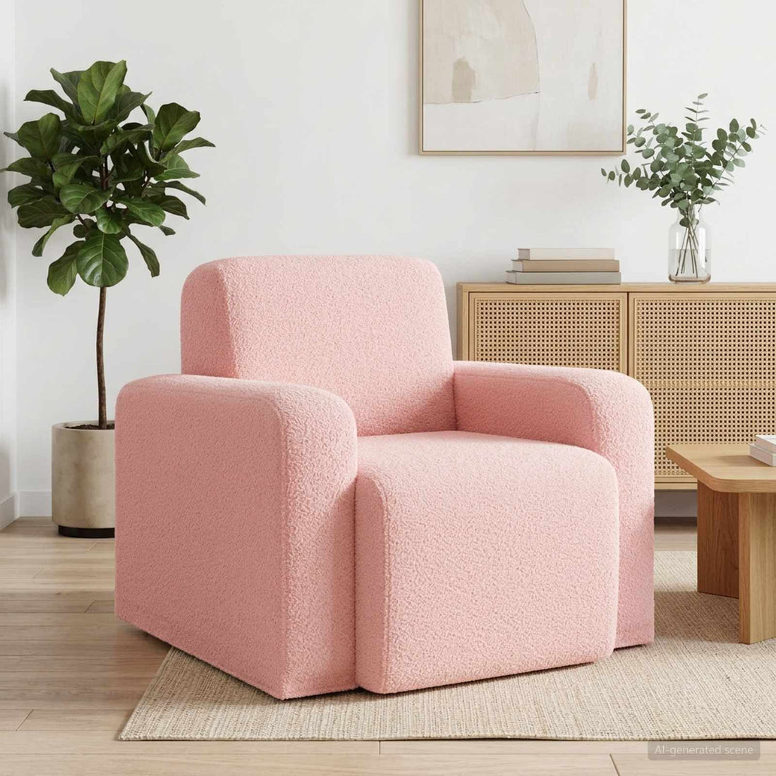 vidaXL Sillón Rosa Bouclé
