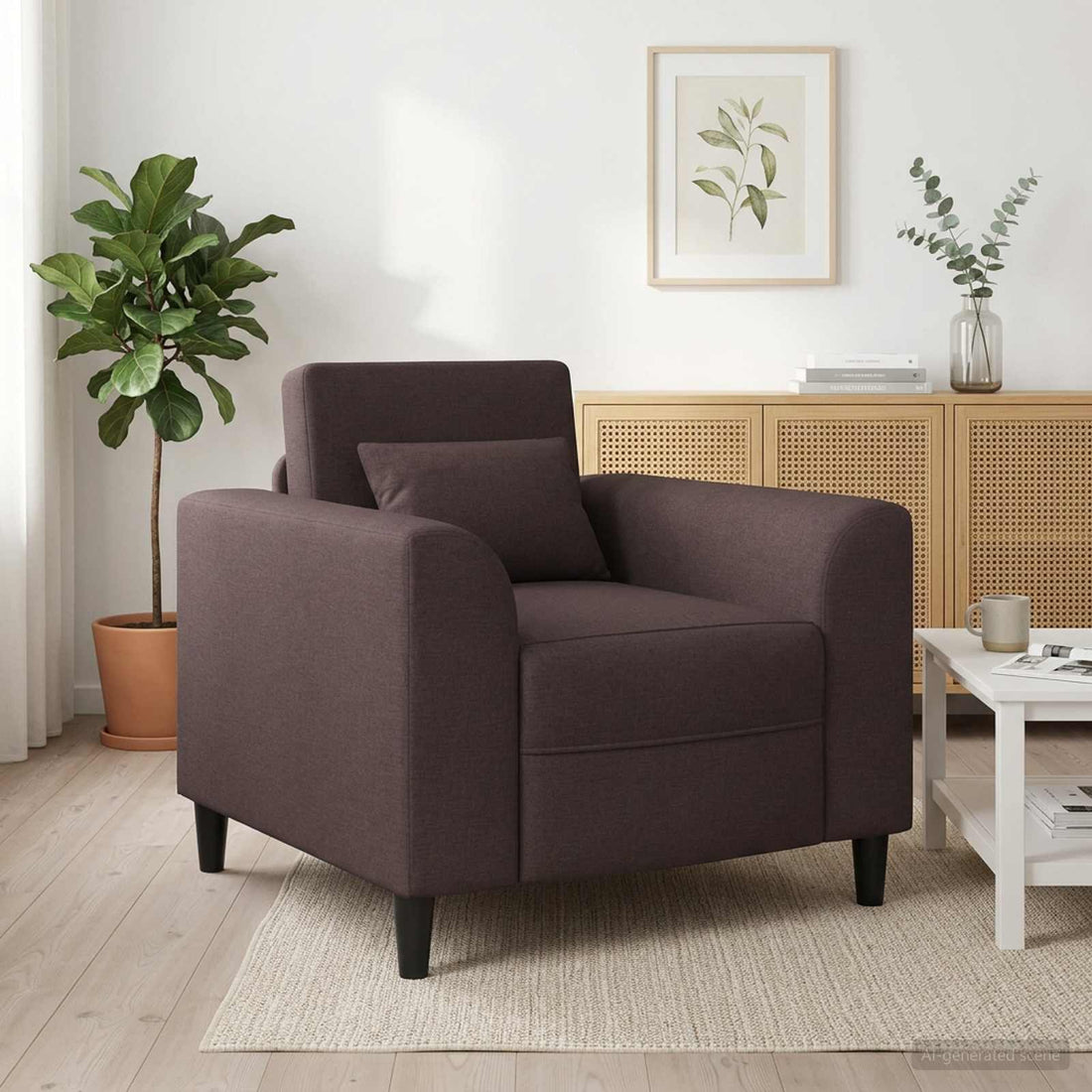 vidaXL Sillón Marrón Oscuro Tela