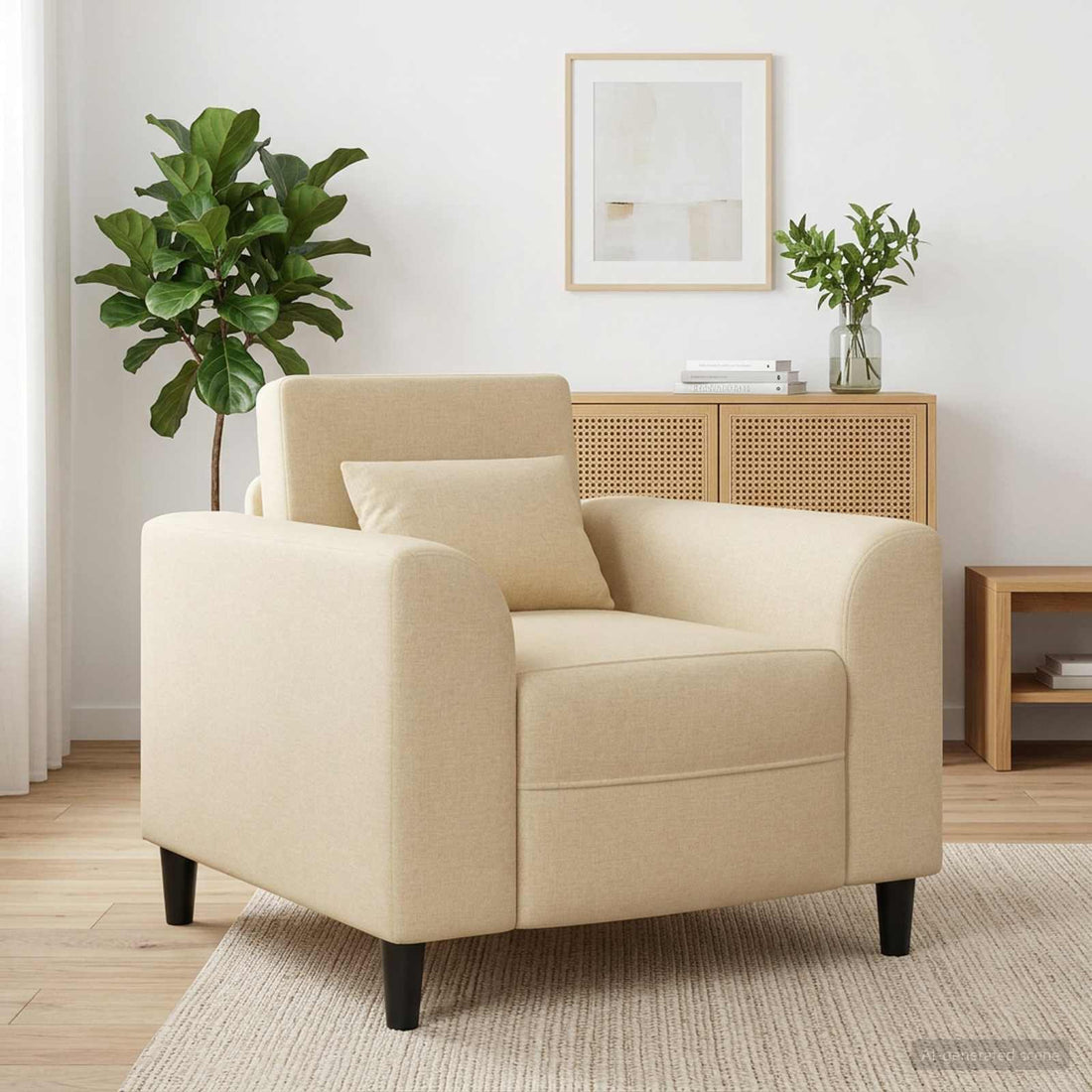 vidaXL Sillón Crema Tela