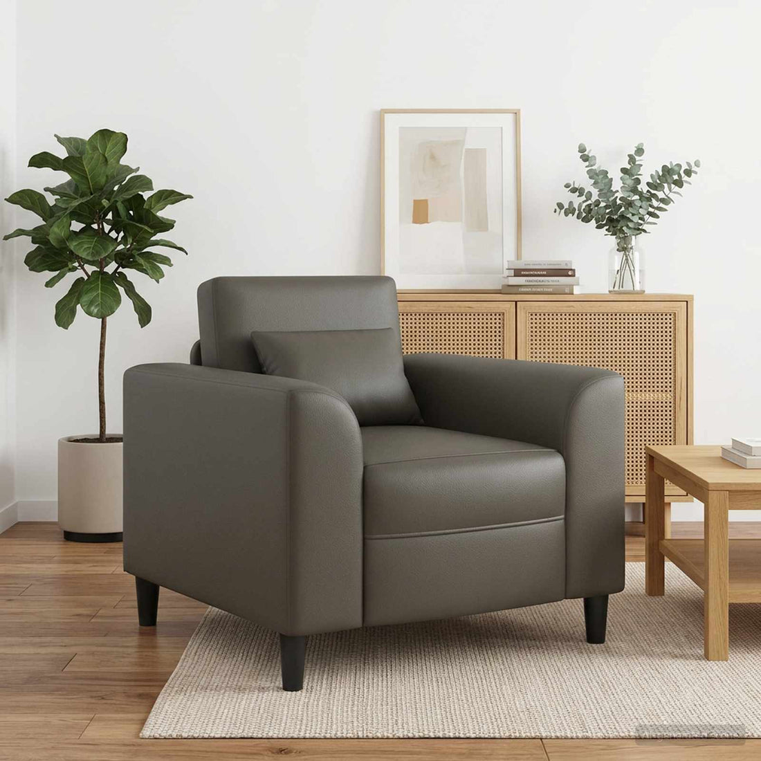 vidaXL Sillón Gris Cuero sintético