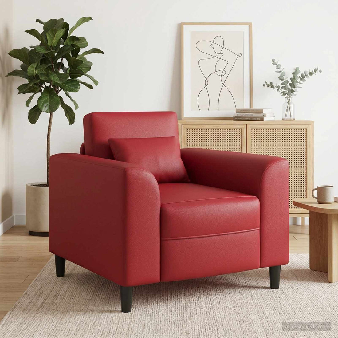 vidaXL Sillón Rojo vino Cuero sintético