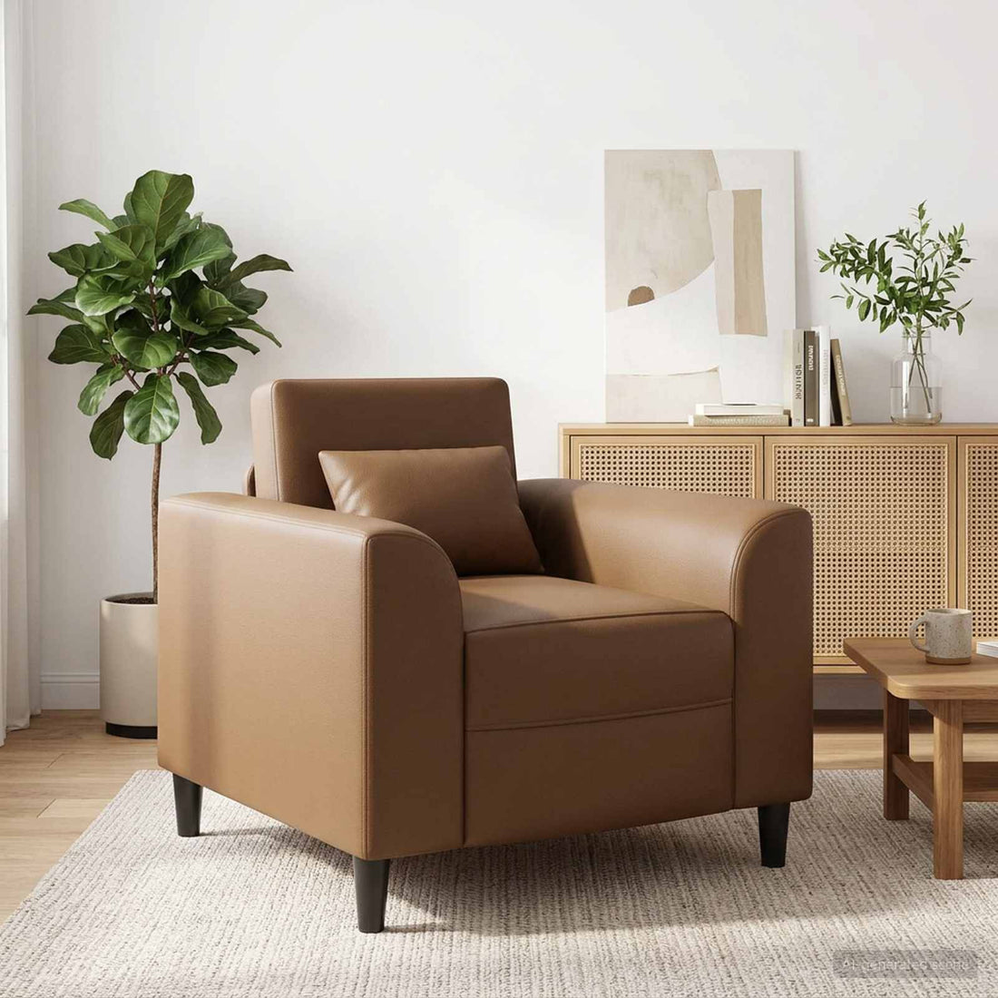 vidaXL Sillón Capuchino Cuero sintético