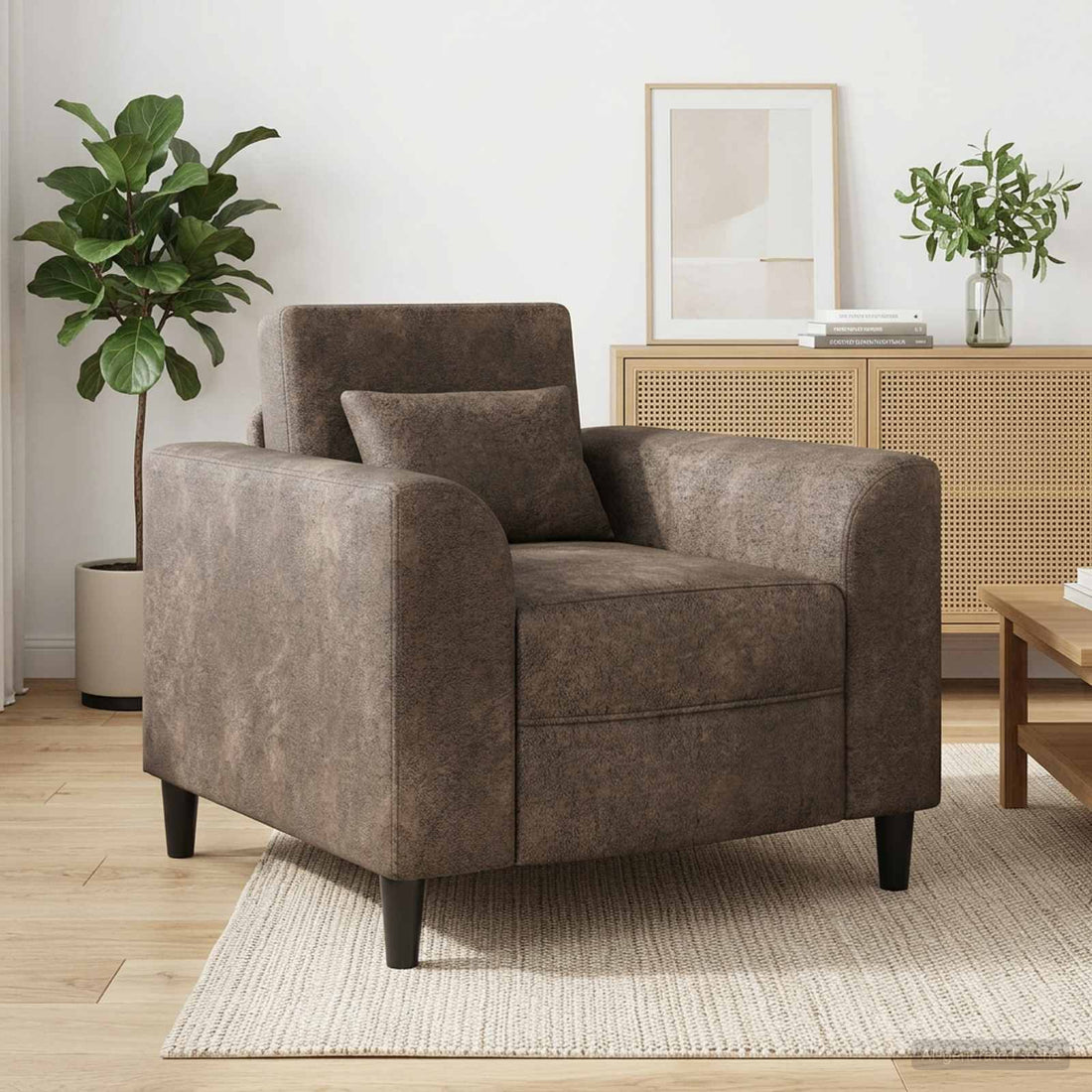vidaXL Sillón Gris oscuro Cuero de Suede Sintético