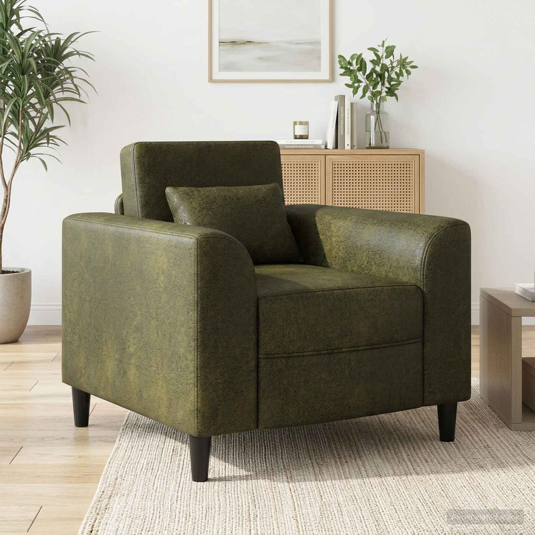 vidaXL Sillón Verde militar Cuero de Suede Sintético