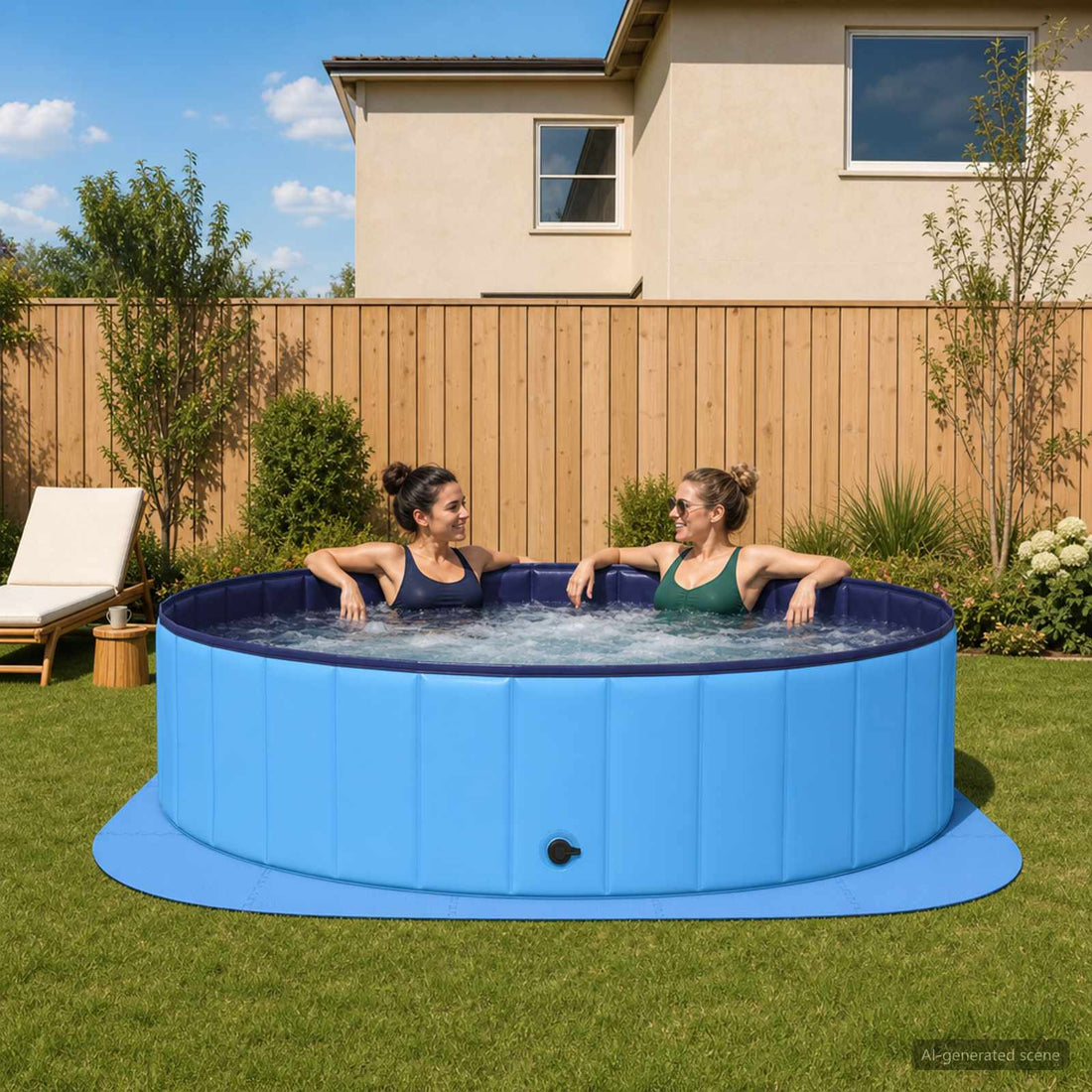 vidaXL Tapete para piscina 25 uds. Ø 292 cm Redondo Espuma EVA Azul