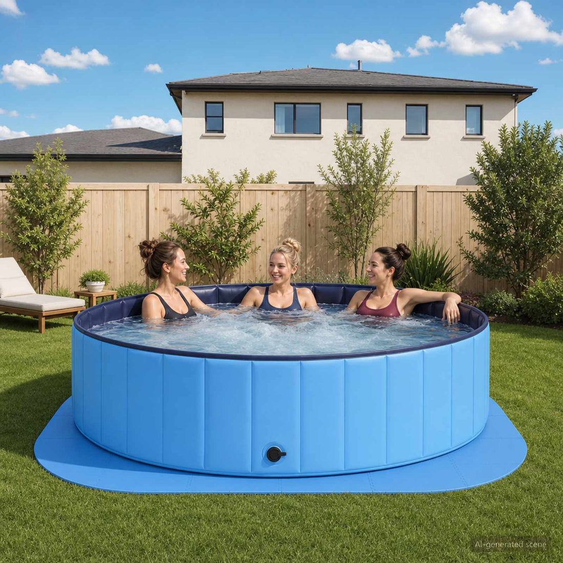 vidaXL Tapete para piscina 36 uds. Ø 350 cm Redondo Espuma EVA Azul