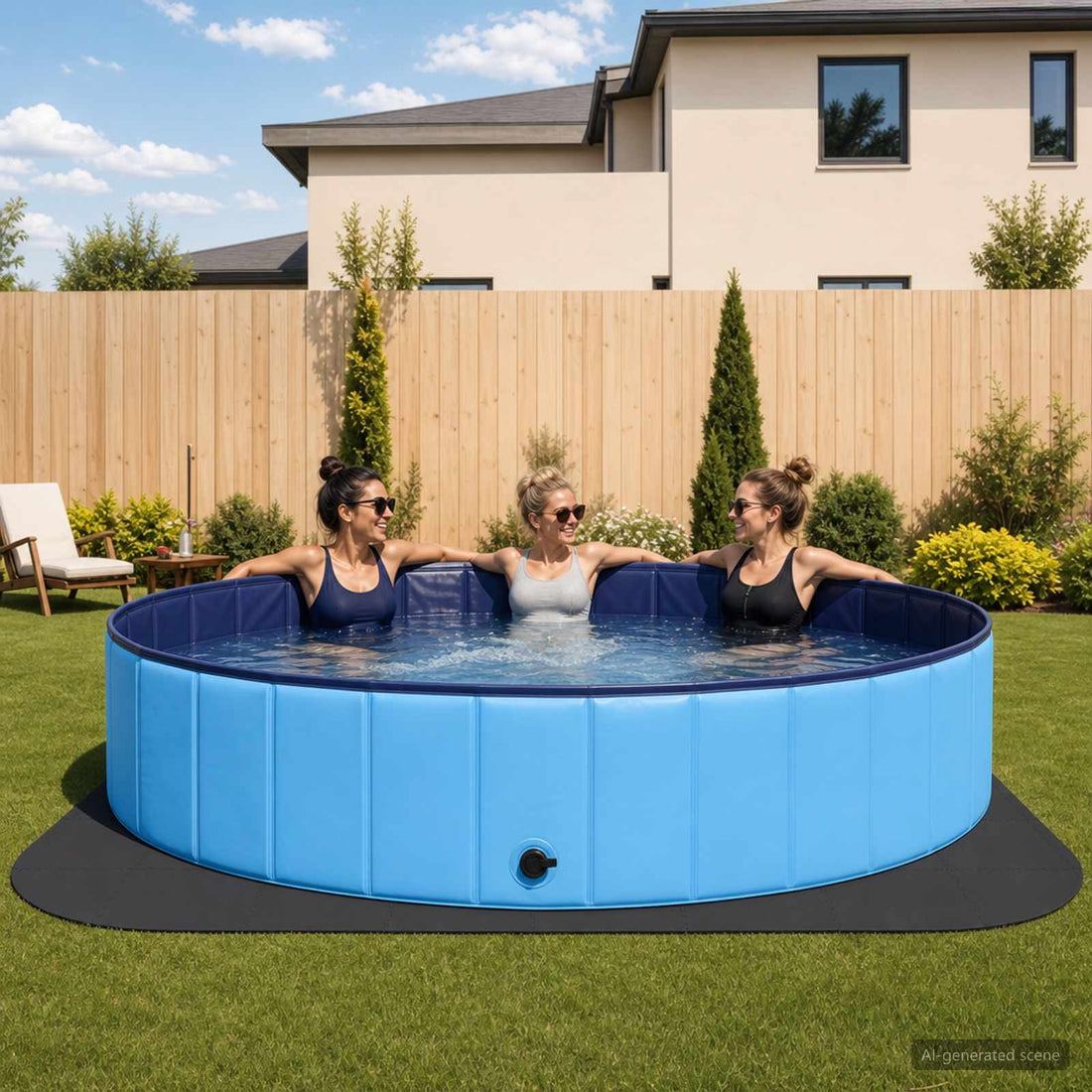 vidaXL Tapete para piscina 49 uds. Ø 408 cm Redondo Espuma EVA Negro