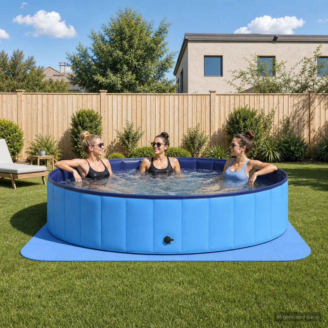 vidaXL Tapete para piscina 49 uds. Ø 408 cm Redondo Espuma EVA Azul