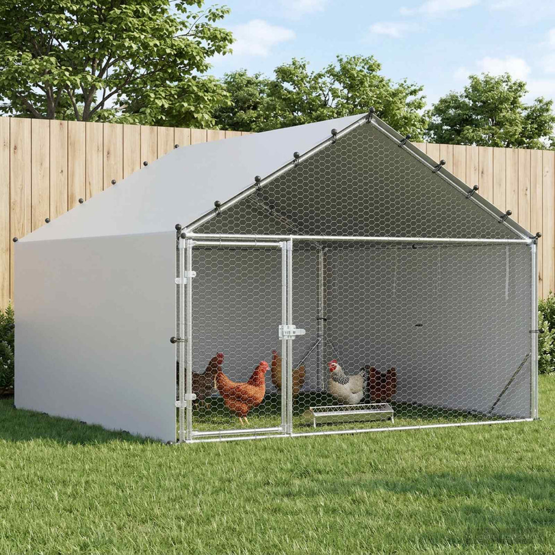 vidaXL Gallinero con Techo Plateado 200 x 200 x 150 cm