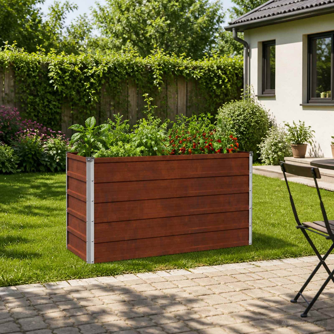 vidaXL Cama de Jardín Elevada Oxidado 100 x 40 x 55 cm cartón