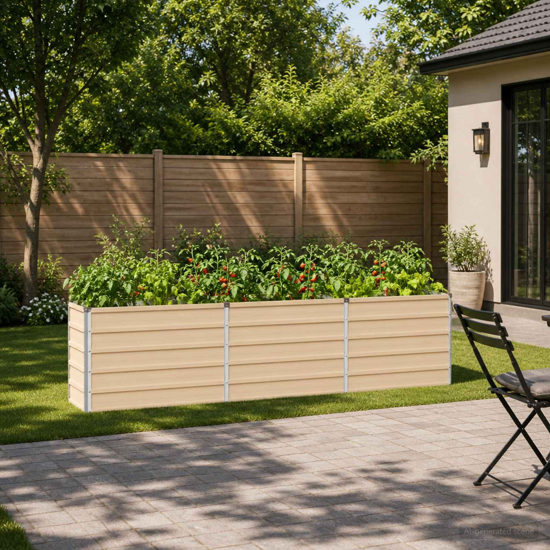 vidaXL Cama de Jardín Elevada Marfil 240 x 40 x 55 cm