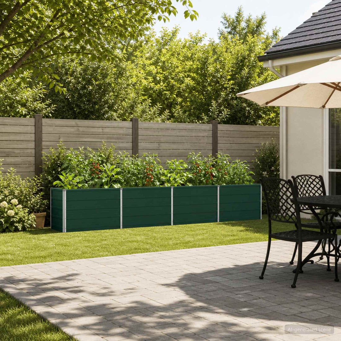 vidaXL Cama de Jardín Elevada Verde 320 x 40 x 55 cm