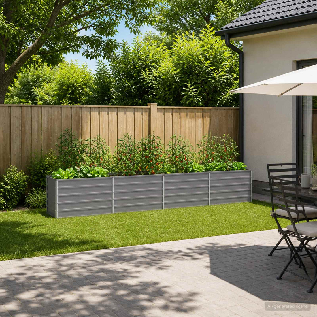 vidaXL Cama de Jardín Elevada Gris 320 x 40 x 55 cm