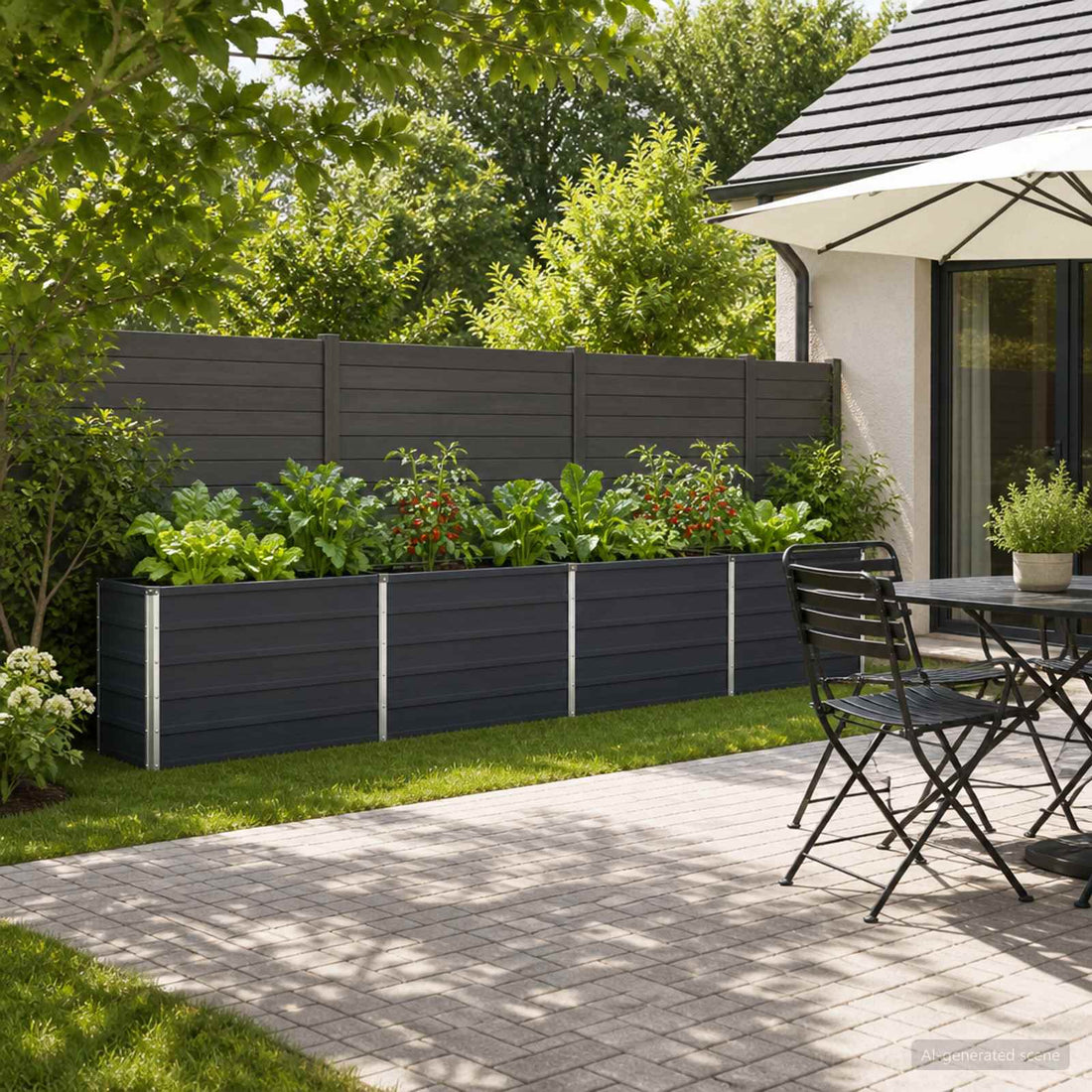 vidaXL Cama de Jardín Elevada Gris antracita 320 x 40 x 55 cm