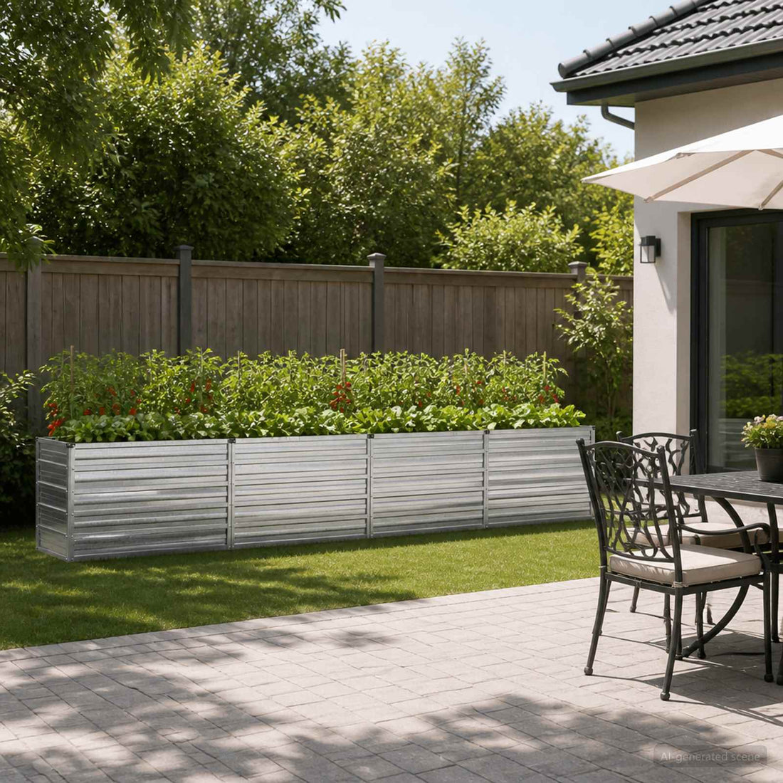 vidaXL Cama de Jardín Elevada Plateado 320 x 40 x 55 cm galvanizado
