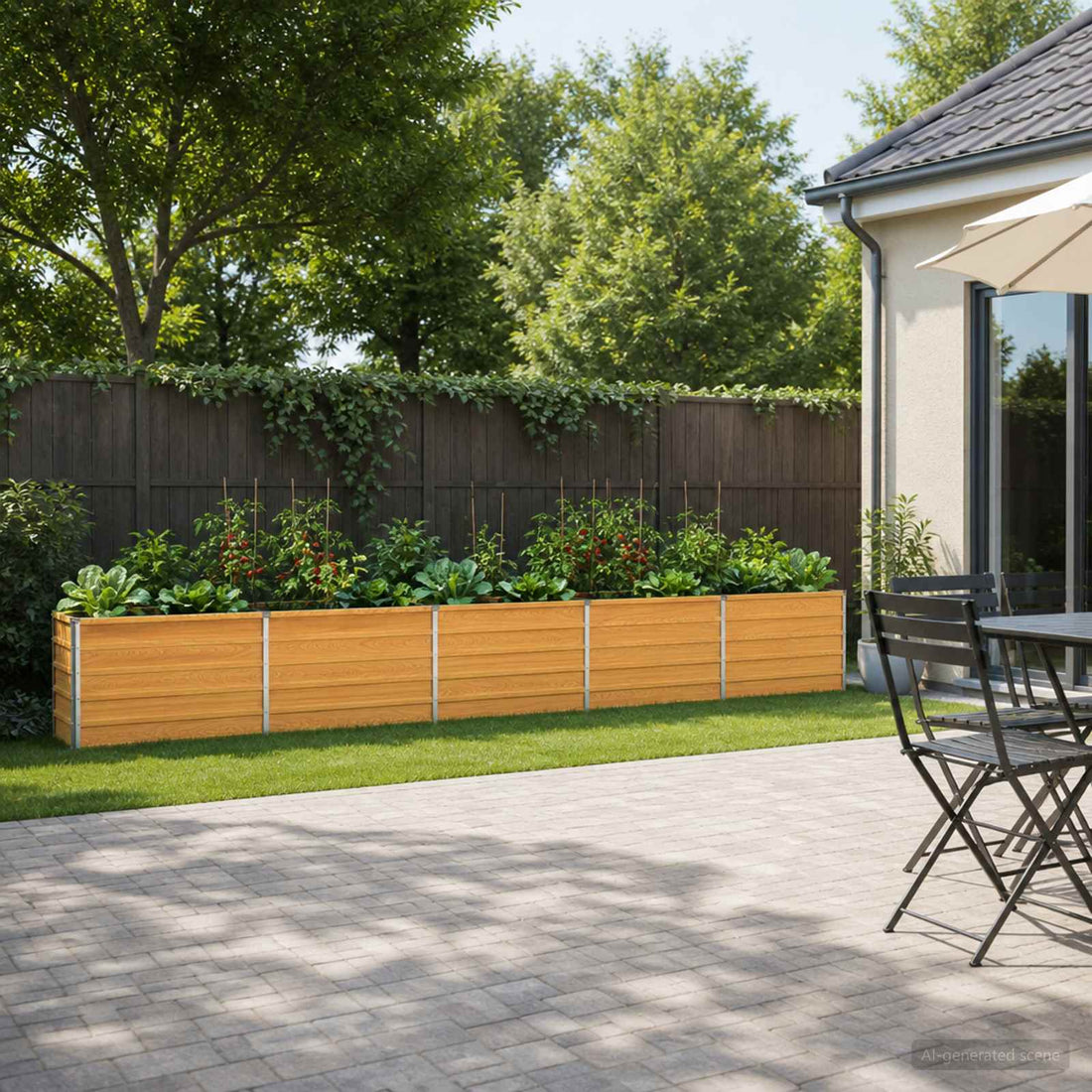 vidaXL Cama de Jardín Elevada Natural 400 x 40 x 55 cm