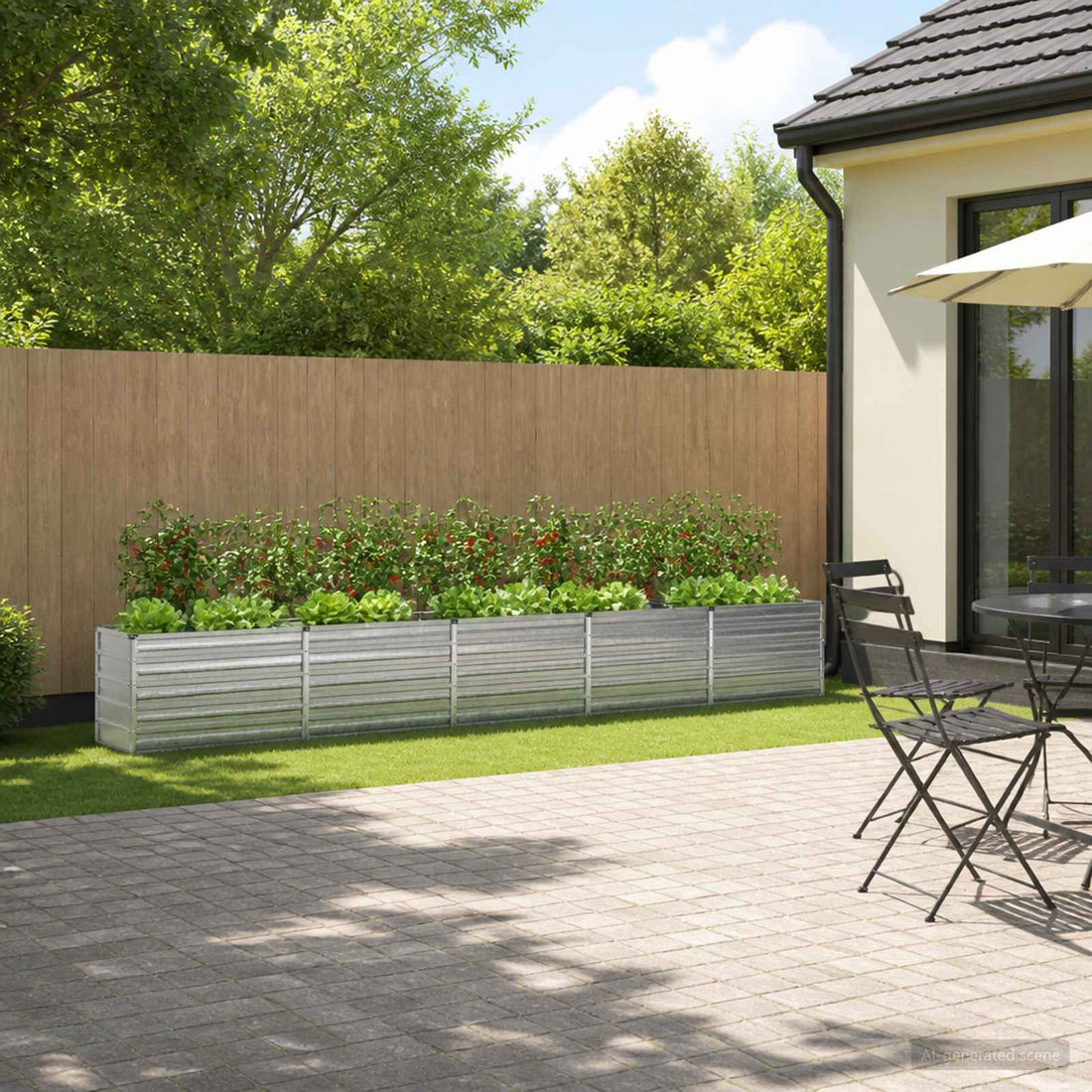 vidaXL Cama de Jardín Elevada Plateado 400 x 40 x 55 cm galvanizado