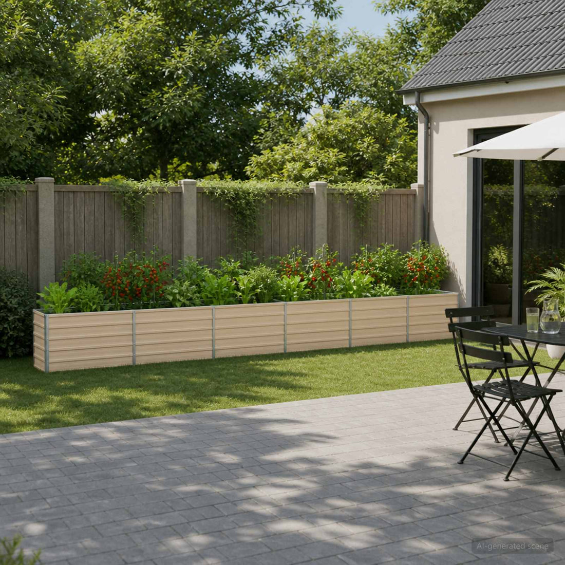 vidaXL Cama de Jardín Elevada Marfil 480 x 40 x 55 cm
