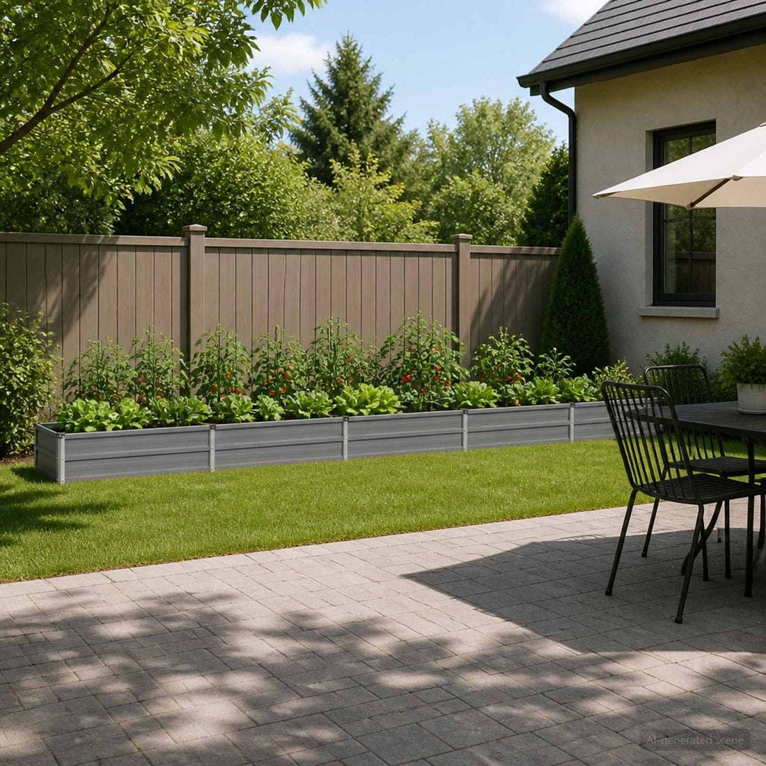 vidaXL Cama de Jardín Elevada Gris 400 x 40 x 24 cm