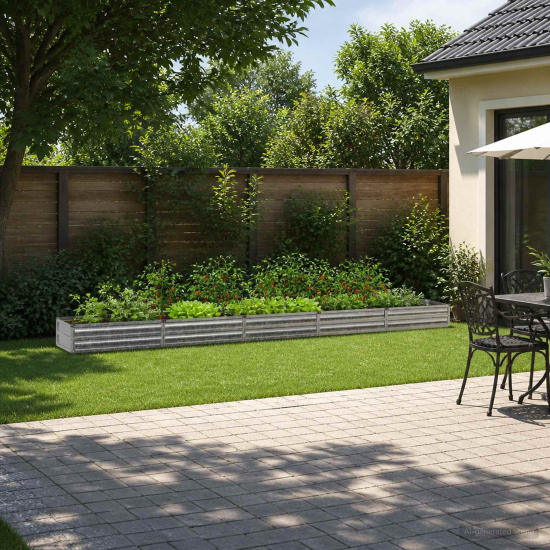 vidaXL Cama de Jardín Elevada Plateado 400 x 40 x 24 cm galvanizado