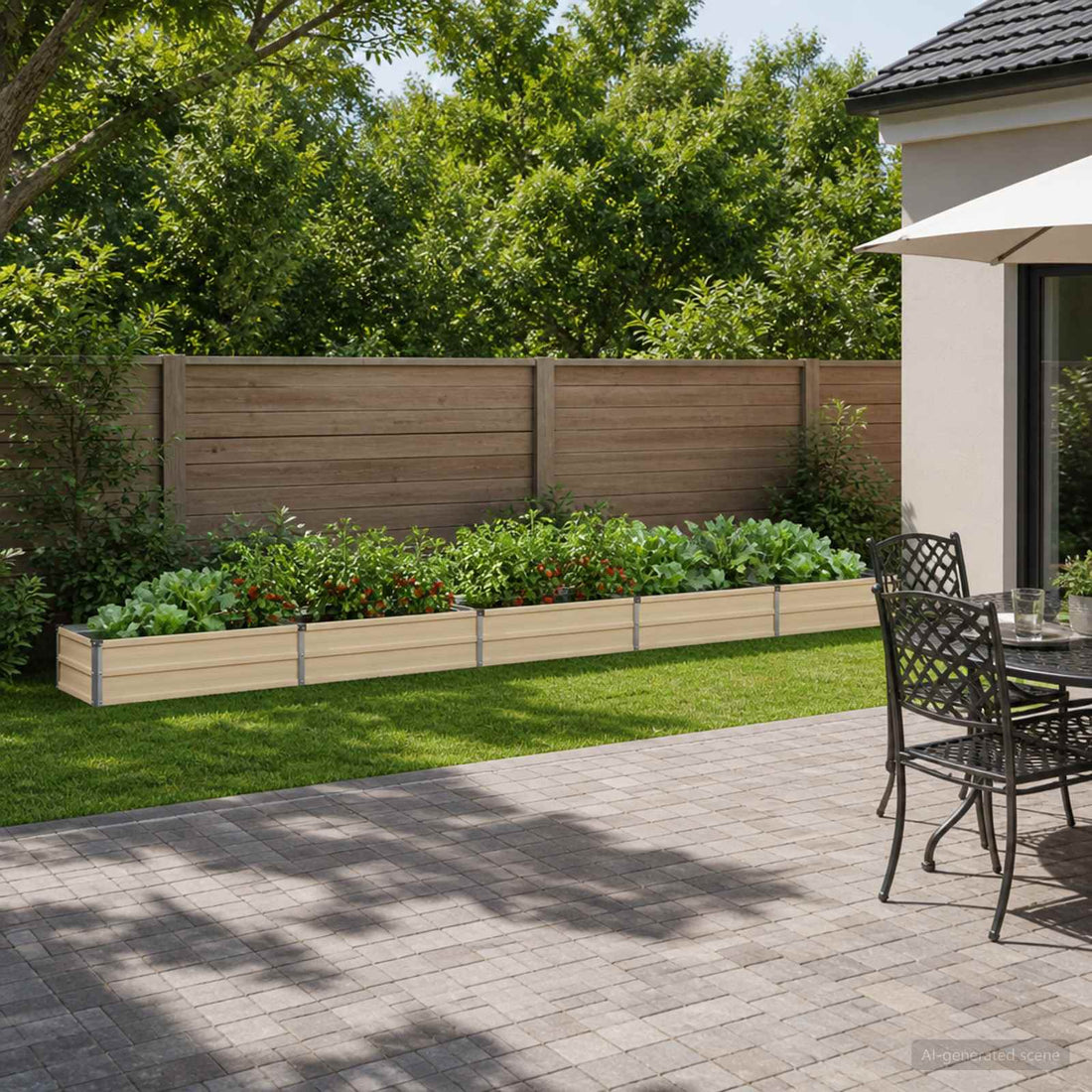 vidaXL Cama de Jardín Elevada Marfil 400 x 40 x 24 cm