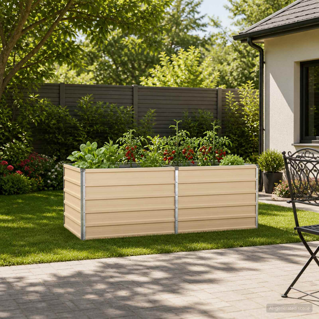vidaXL Cama de Jardín Elevada Marfil 160 x 80 x 55 cm