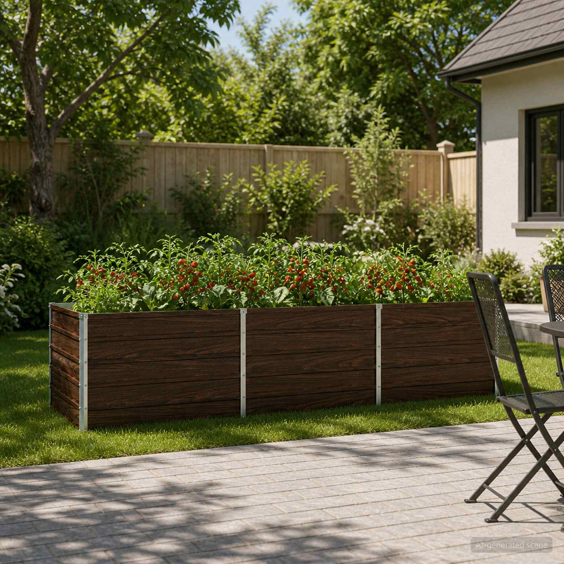 vidaXL Cama de Jardín Elevada Negro 240 x 80 x 55 cm