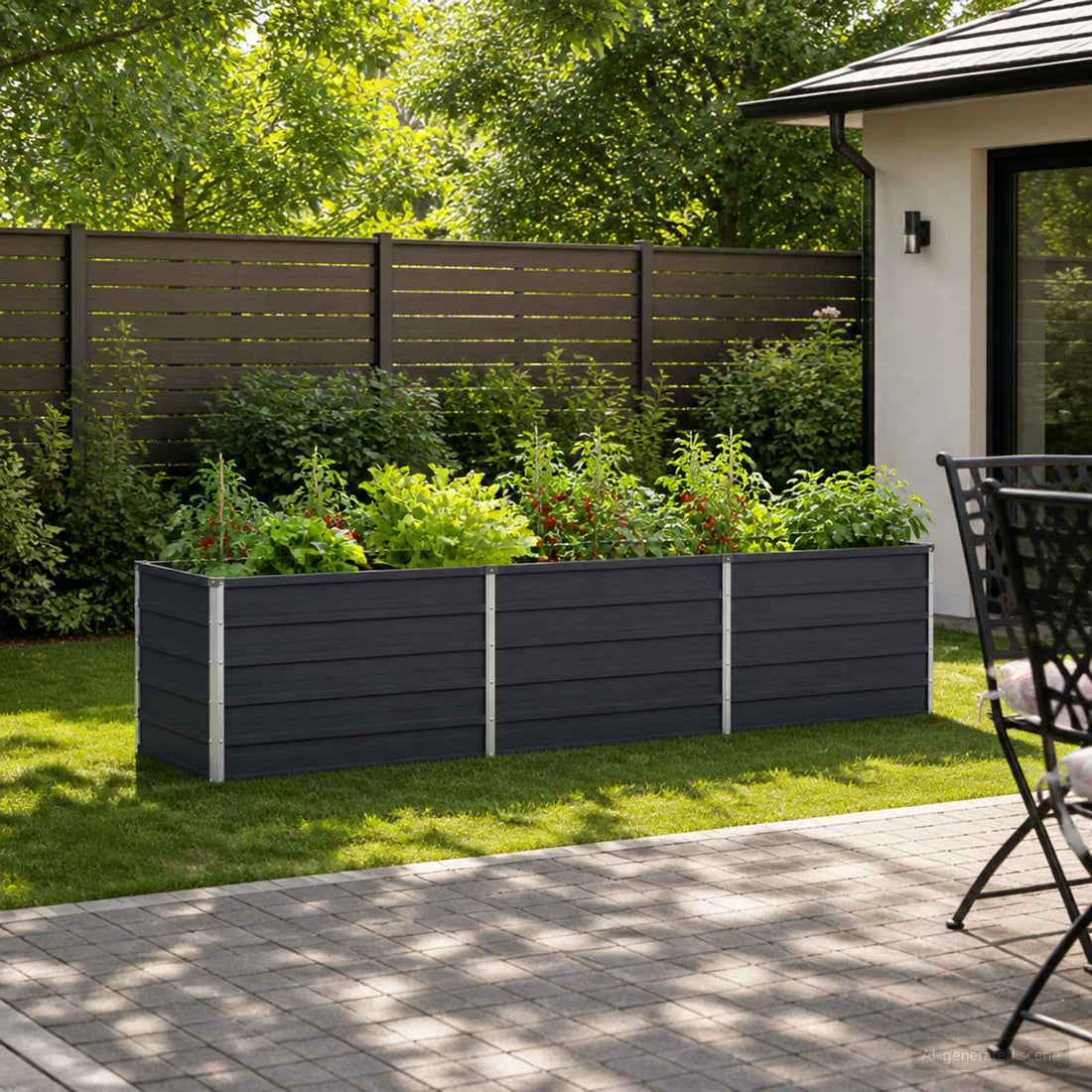 vidaXL Cama de Jardín Elevada Gris antracita 240 x 80 x 55 cm