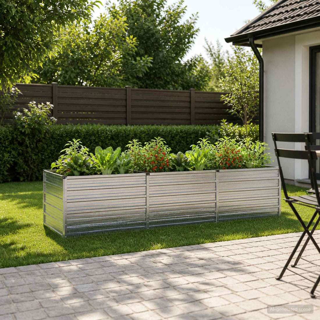 vidaXL Cama de Jardín Elevada Plateado 240 x 80 x 55 cm galvanizado