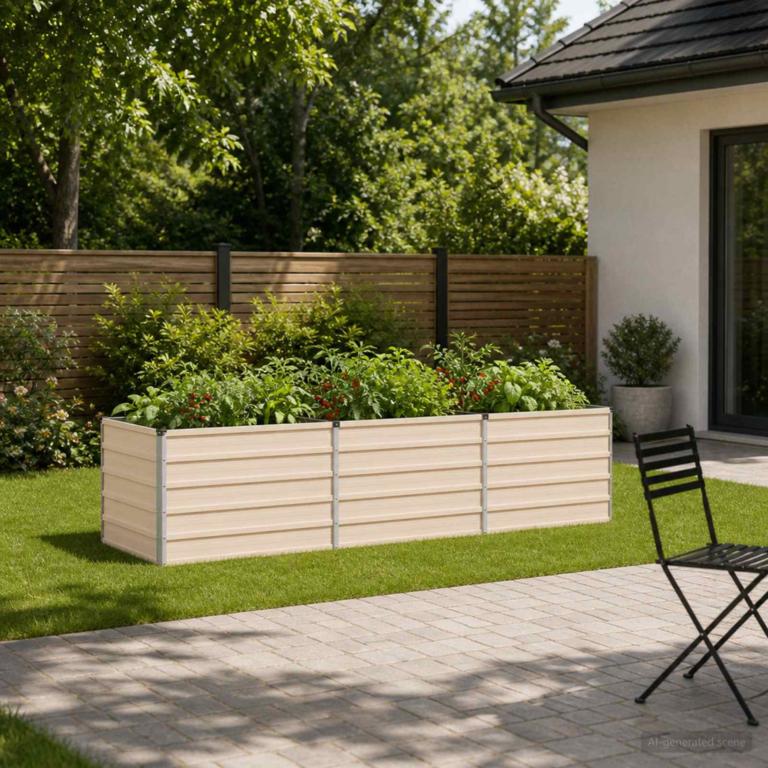 vidaXL Cama de Jardín Elevada Marfil 240 x 80 x 55 cm