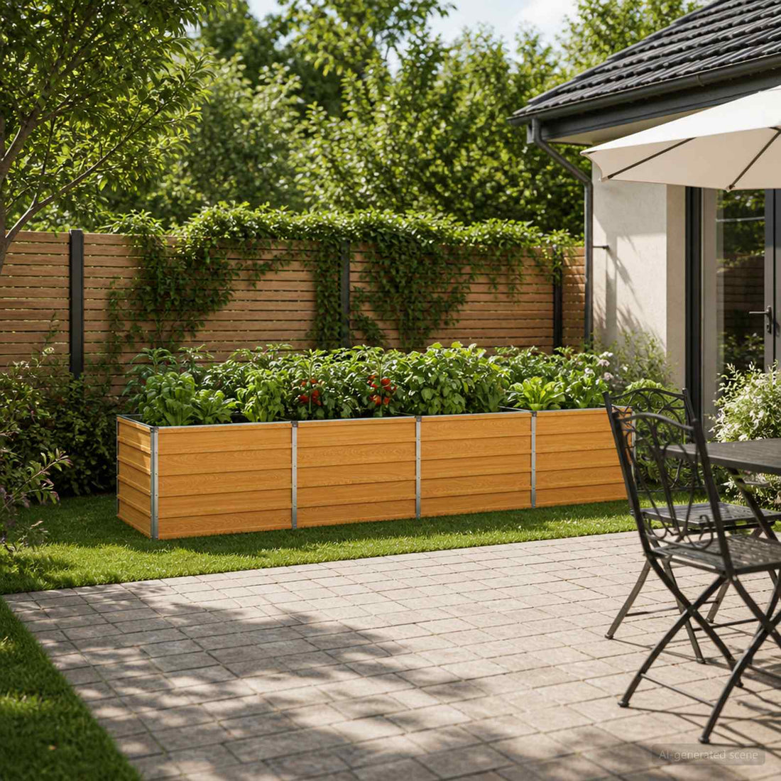 vidaXL Cama de Jardín Elevada Natural 320 x 80 x 55 cm