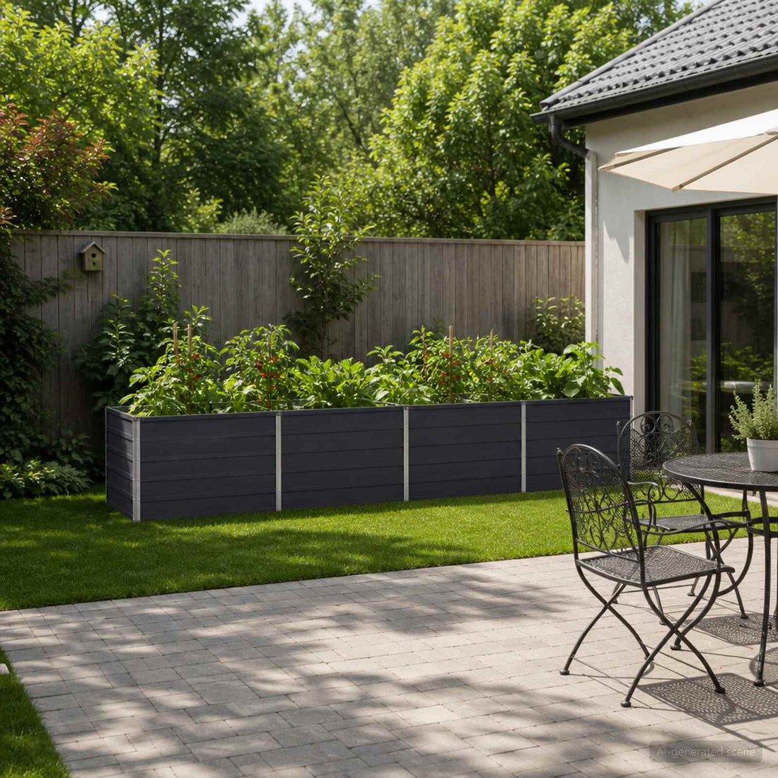 vidaXL Cama de Jardín Elevada Gris antracita 320 x 80 x 55 cm