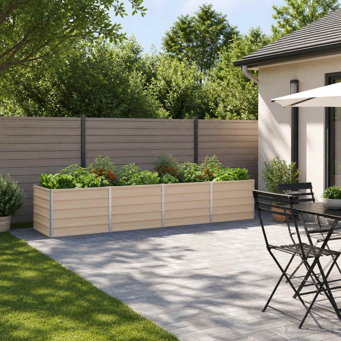 vidaXL Cama de Jardín Elevada Marfil 320 x 80 x 55 cm