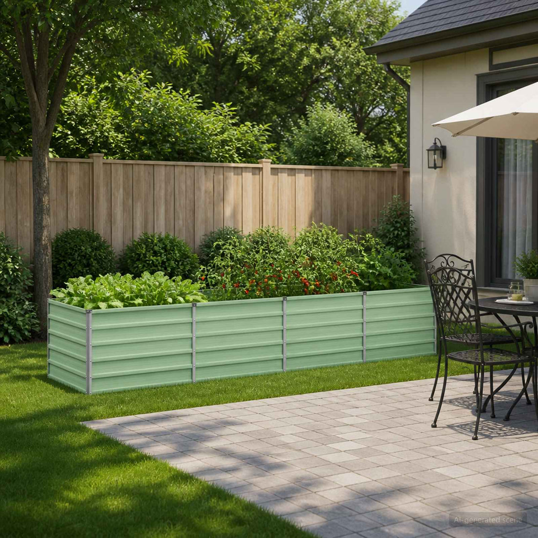 vidaXL Cama de Jardín Elevada Verde Pastel 320 x 80 x 55 cm