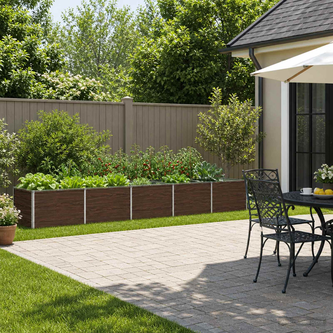 vidaXL Cama de Jardín Elevada Negro 400 x 80 x 55 cm