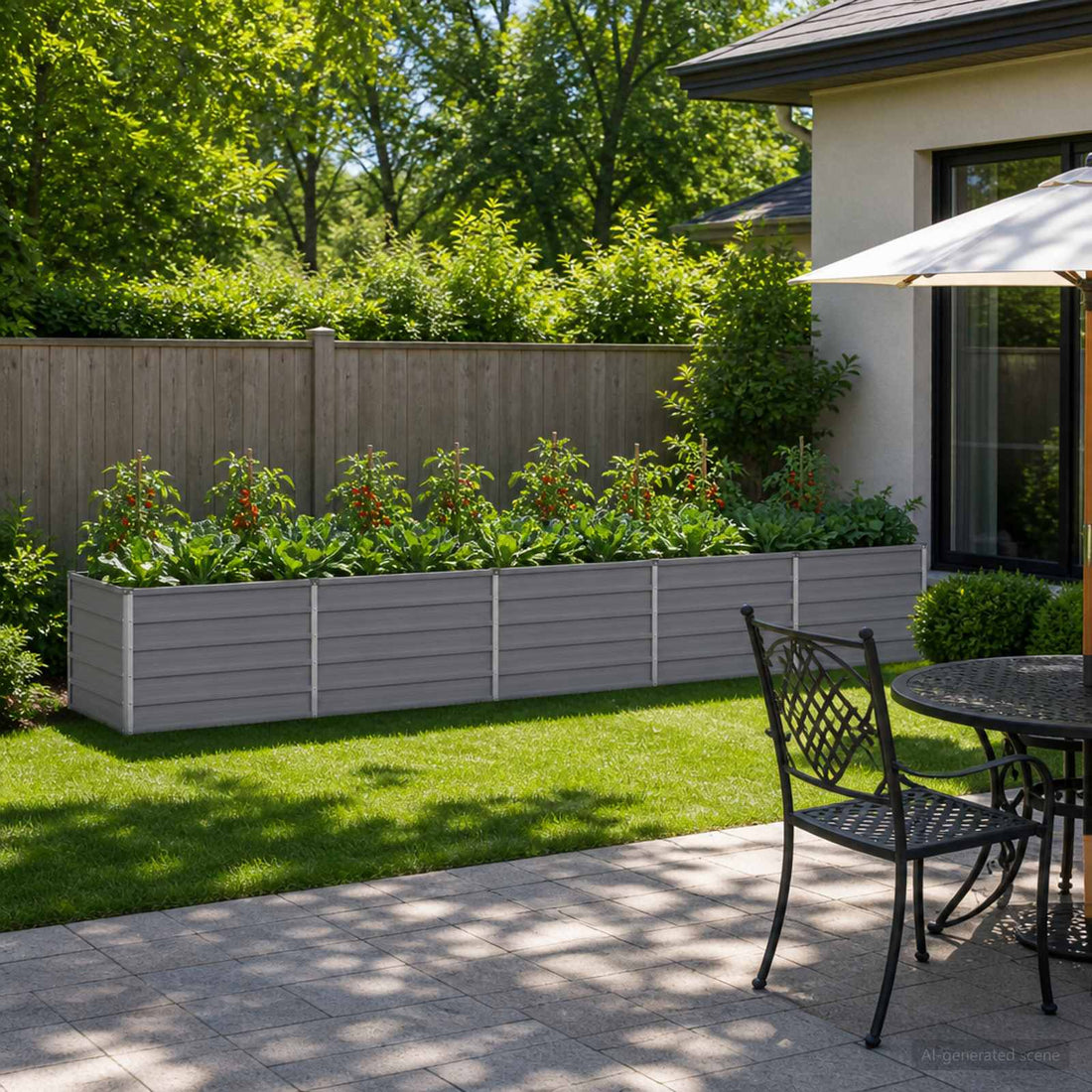 vidaXL Cama de Jardín Elevada Gris 400 x 80 x 55 cm