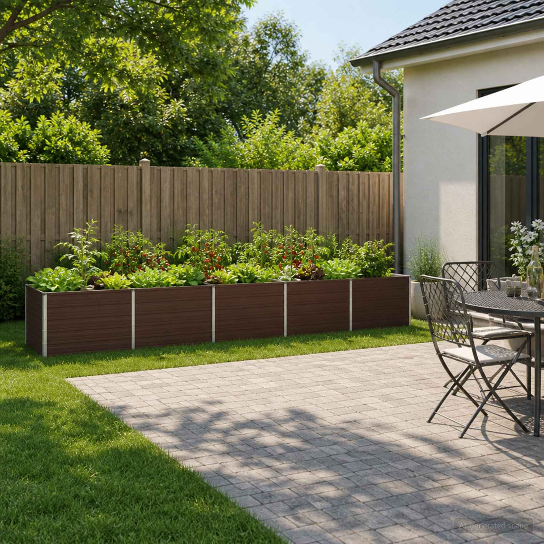 vidaXL Cama de Jardín Elevada Marrón 400 x 80 x 55 cm