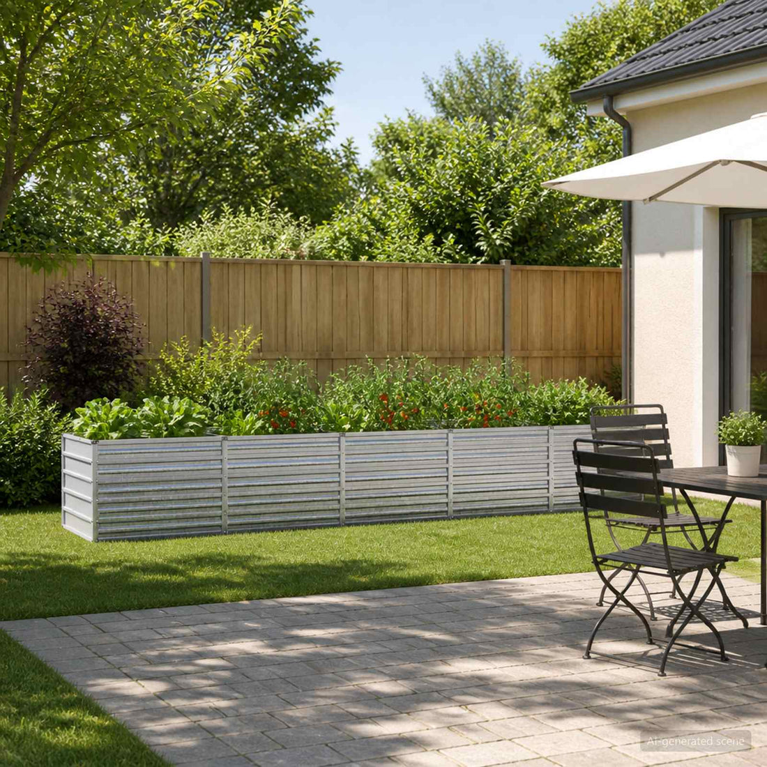 vidaXL Cama de Jardín Elevada Plateado 400 x 80 x 55 cm galvanizado
