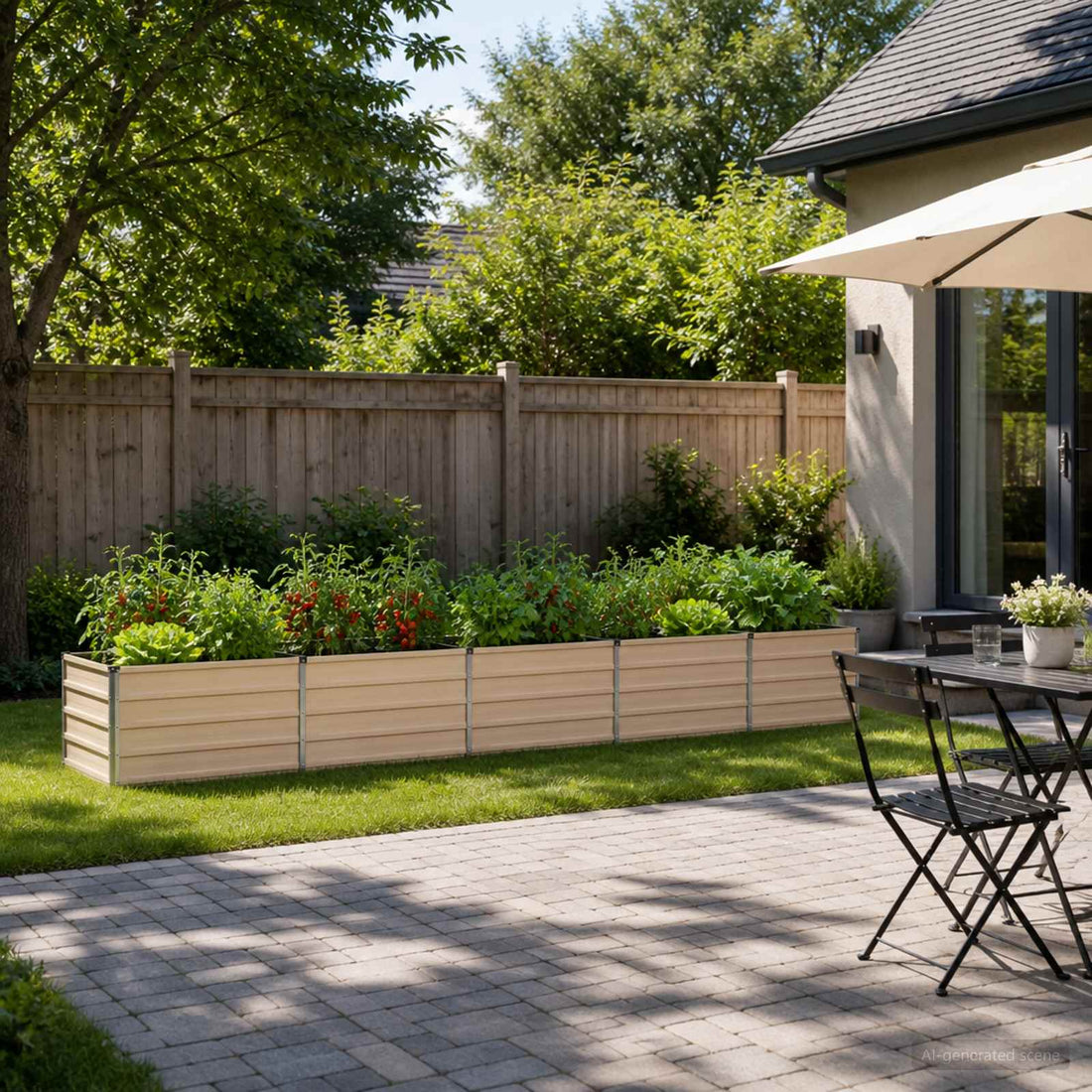 vidaXL Cama de Jardín Elevada Marfil 400 x 80 x 55 cm
