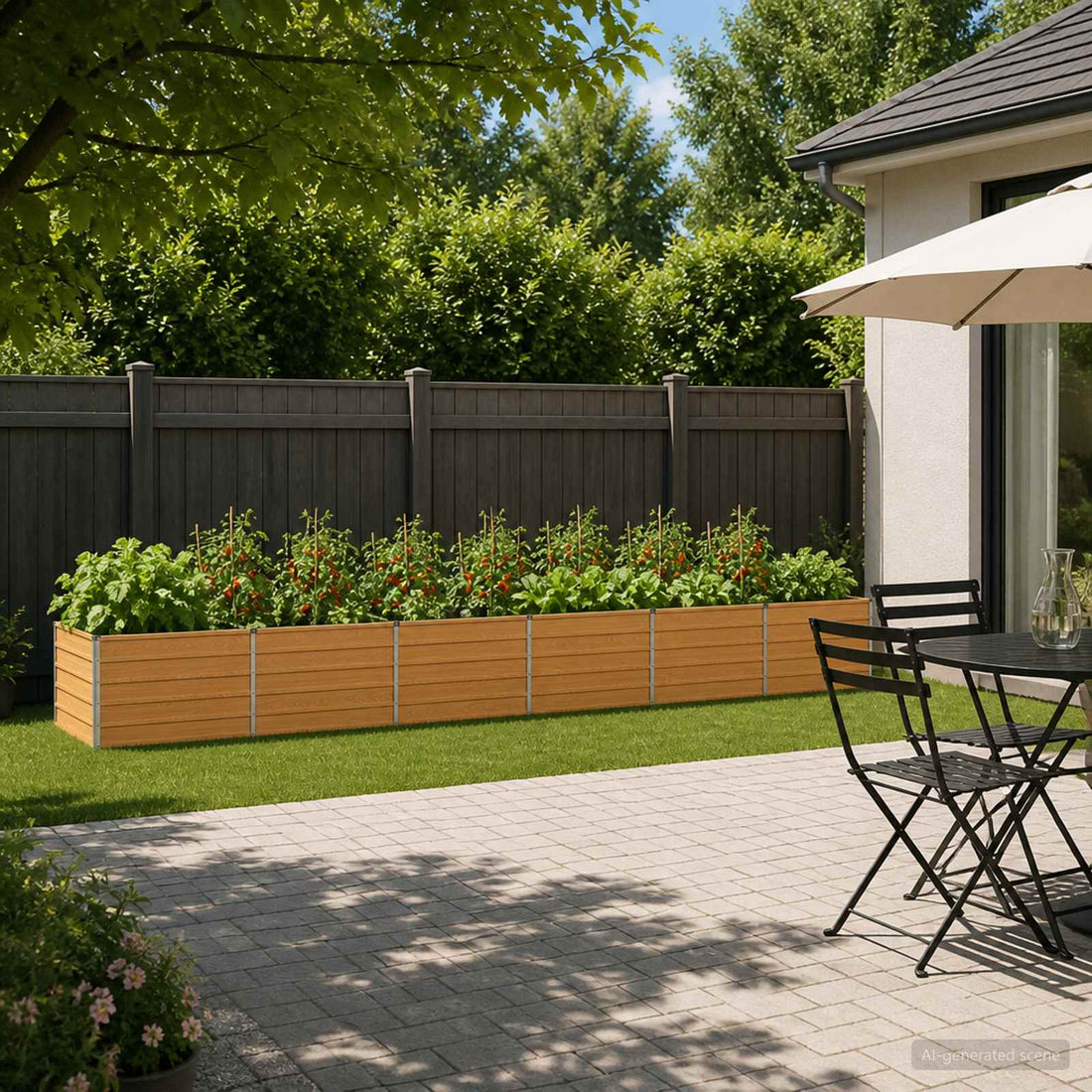 vidaXL Cama de Jardín Elevada Natural 480 x 80 x 55 cm