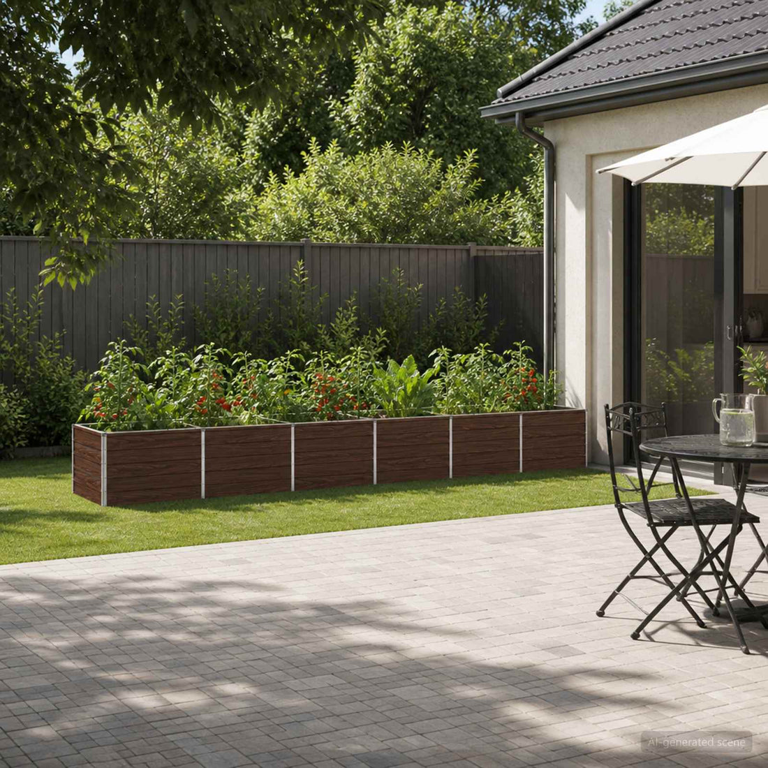 vidaXL Cama de Jardín Elevada Negro 480 x 80 x 55 cm