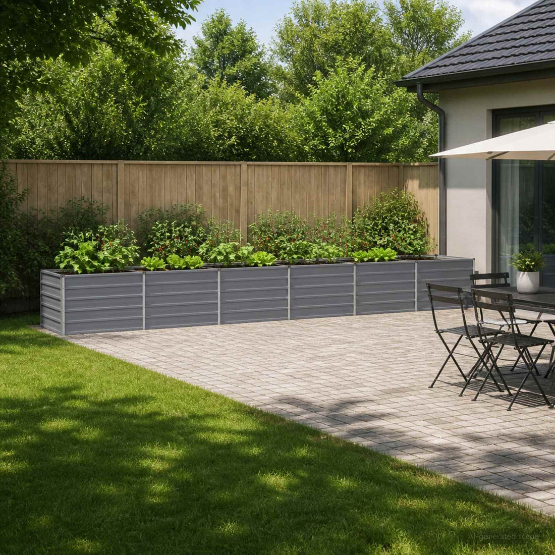 vidaXL Cama de Jardín Elevada Gris 480 x 80 x 55 cm