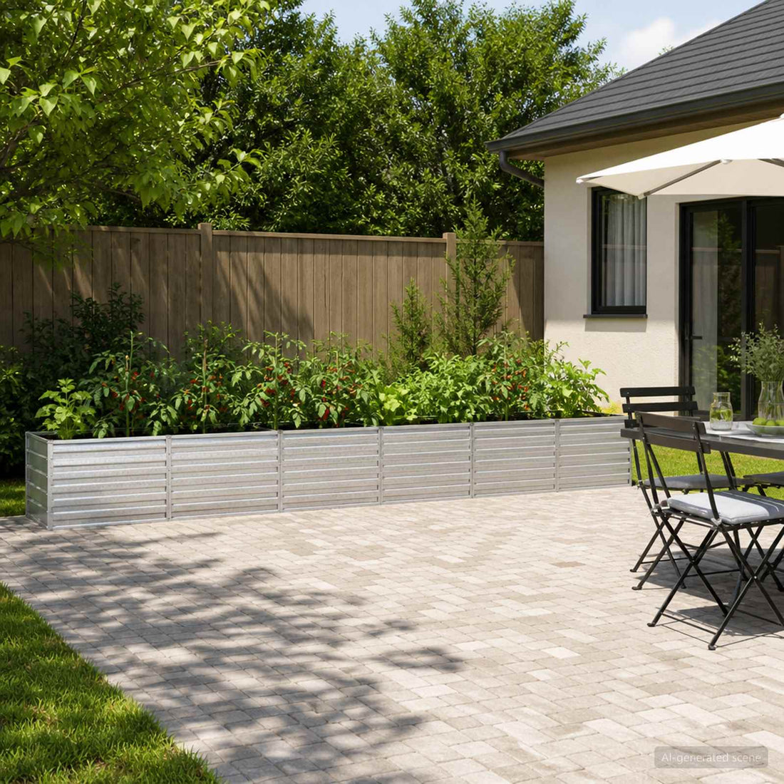 vidaXL Cama de Jardín Elevada Plateado 480 x 80 x 55 cm galvanizado