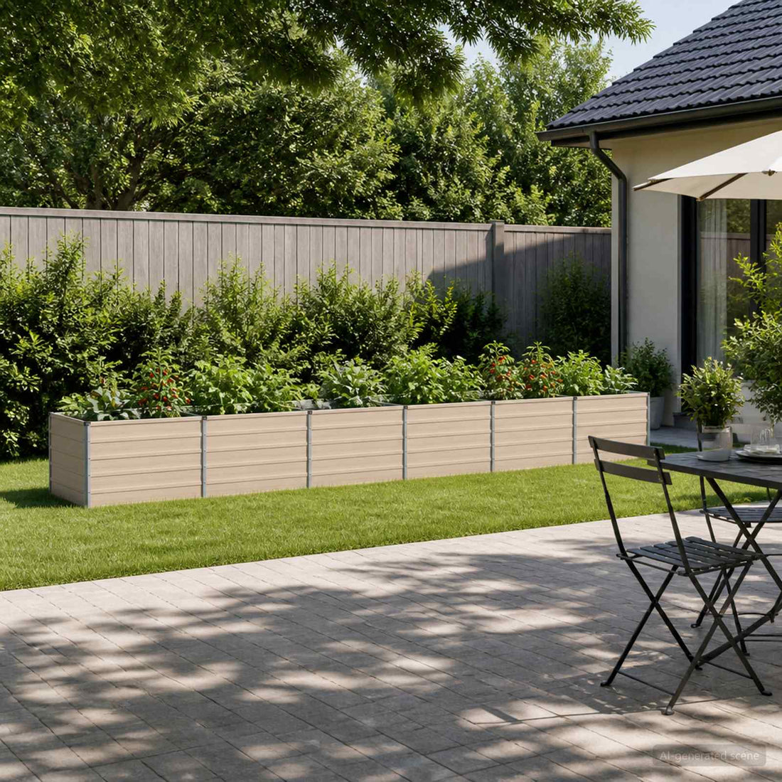 vidaXL Cama de Jardín Elevada Marfil 480 x 80 x 55 cm