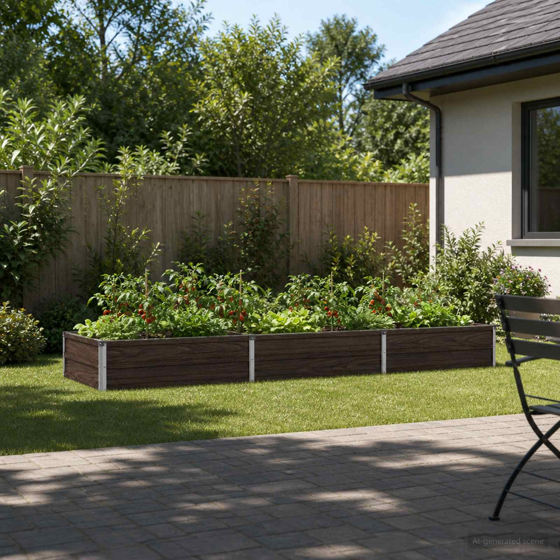 vidaXL Cama de Jardín Elevada Negro 240 x 80 x 24 cm